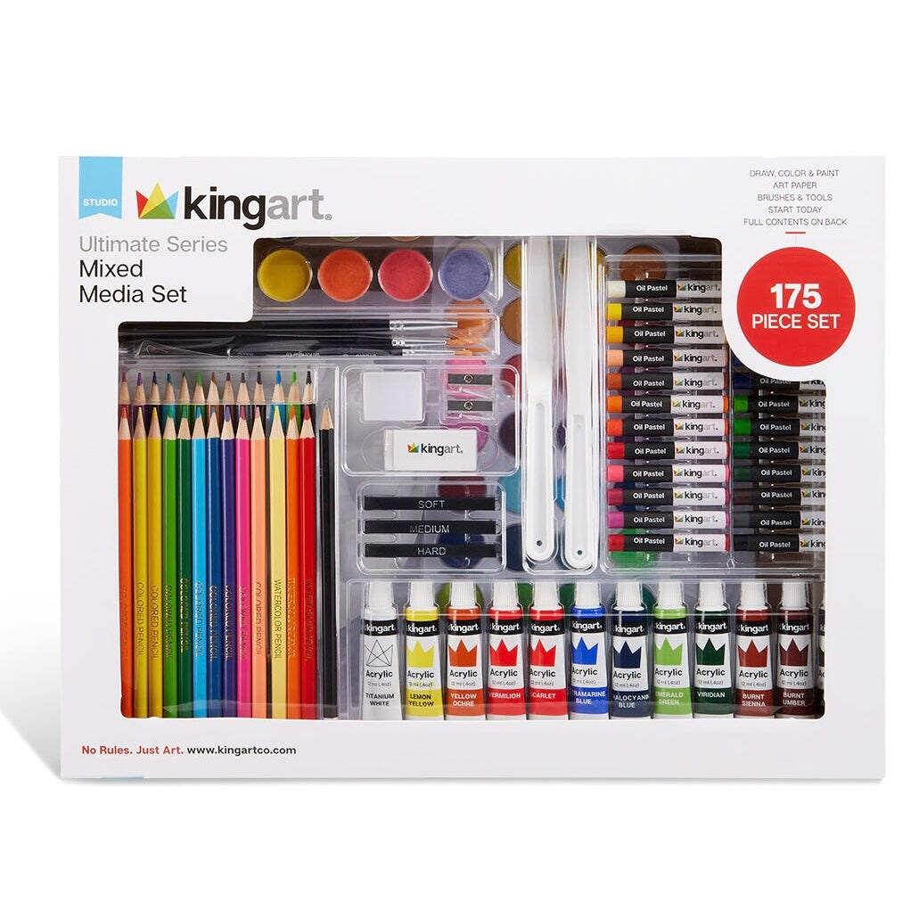 KINGART® Mixed Media Art Set, Drawing, Painting & Sketching, 175 Pc.
