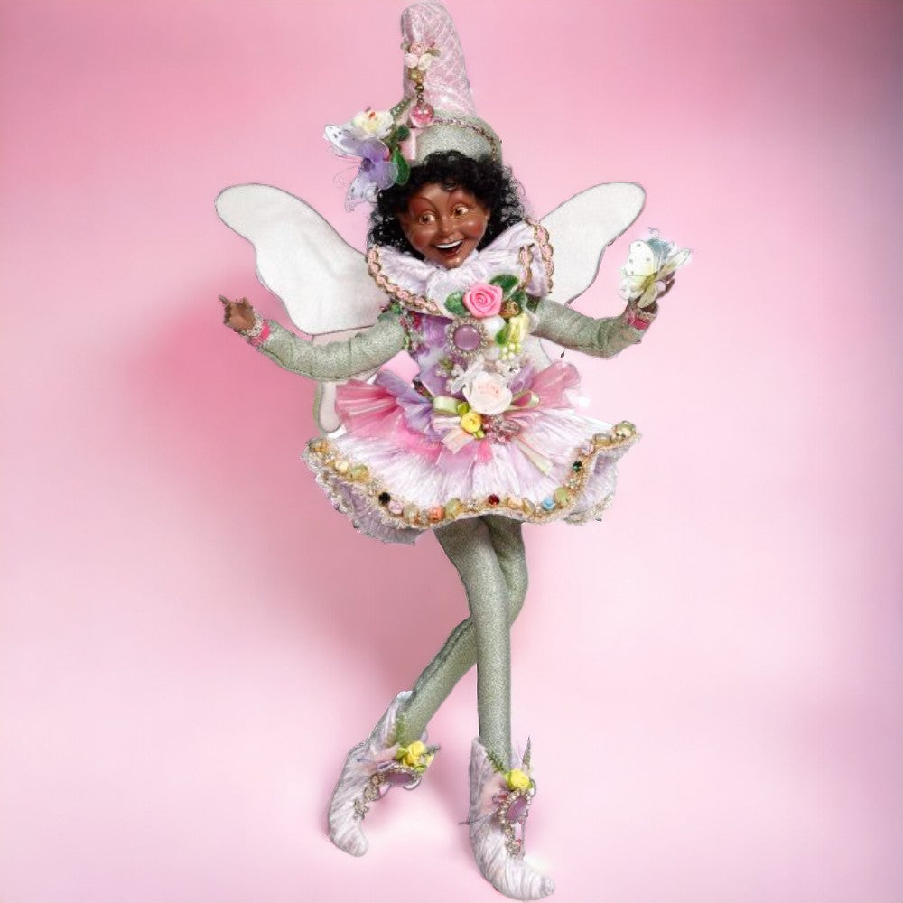11&#x22; African American Flower Garden Fairy &#x2013; Elegant Fairy-Themed Christmas Decoration