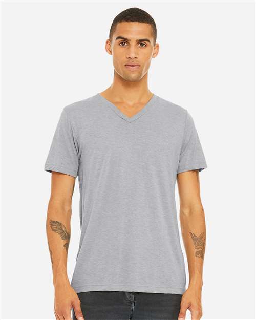 BELLA + CANVAS Premium Unisex Triblend V Neck Tee with Airlume Cotton and Sustainable Retail Fit