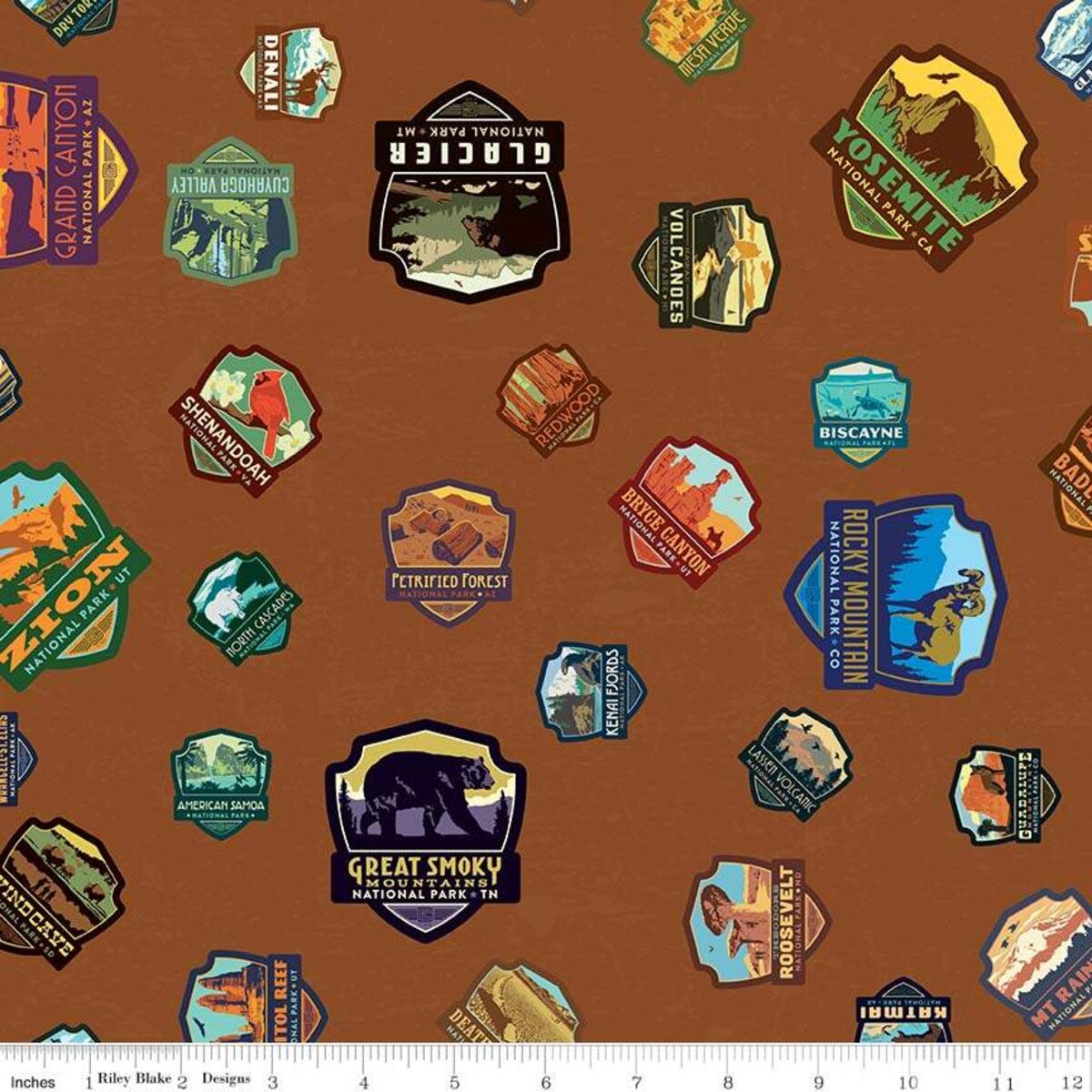 Patches in Brown (c8782-ltbrown) | National Parks | Anderson Design Group | Riley Blake