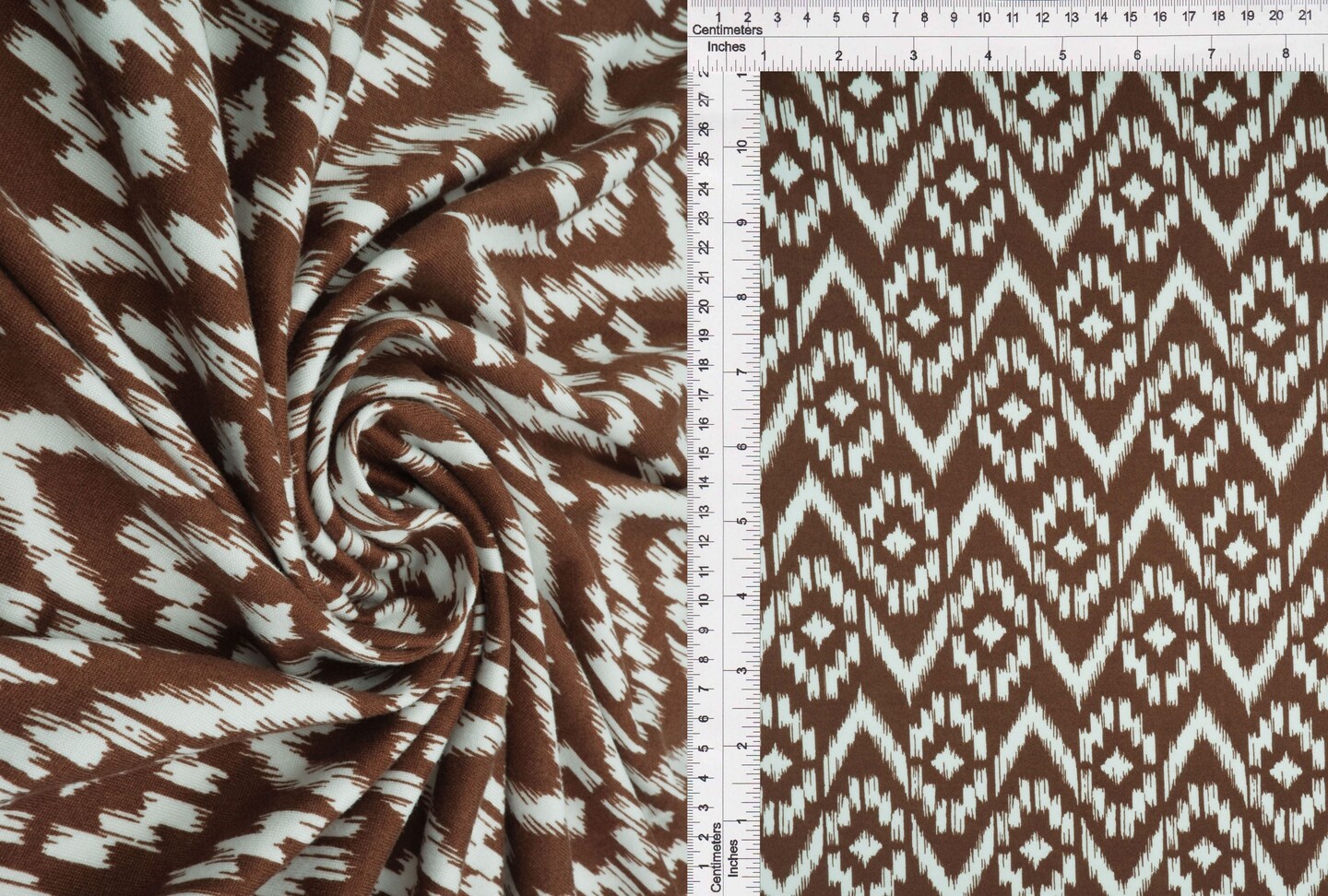 1 Yard Brushed DTY Tribal Print Knit Fabric 170 GSM, 58/60″ Wide Polyester Spandex Blend