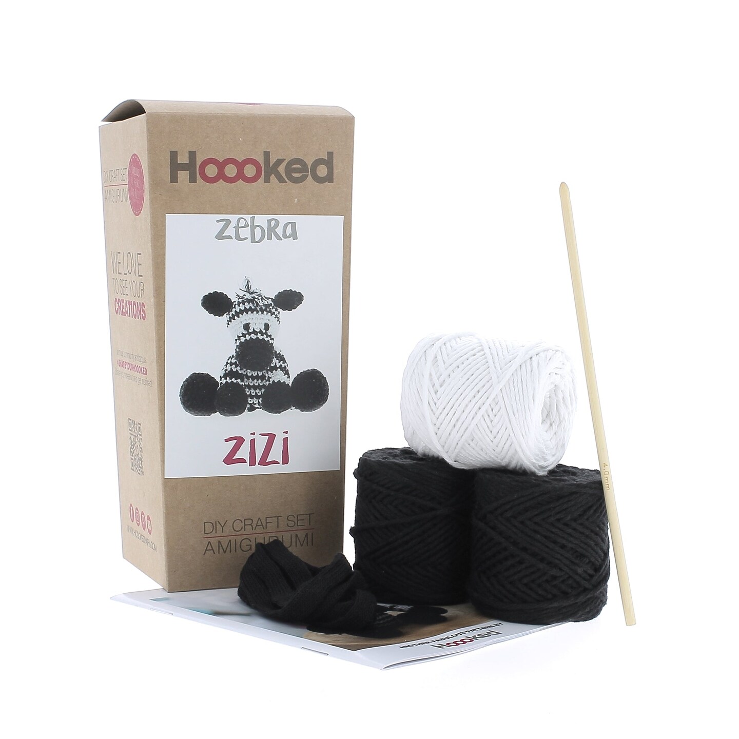 DIY Crochet Kit by Hoooked Zebra Zizi - Noir PAK135