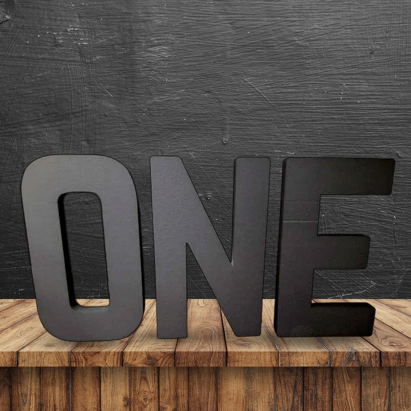 1 Count ONE Painted Black Foam Letters Jumbo Party Decor Customizable Craft Letters 24"