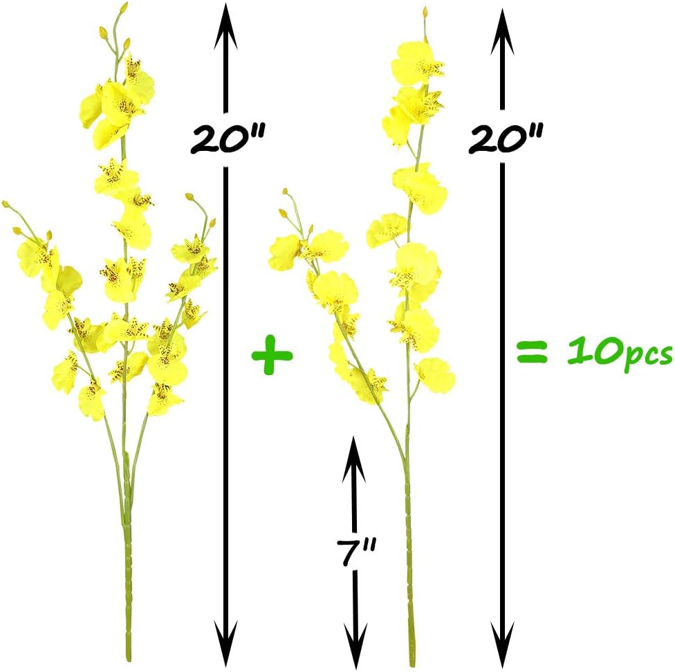 Artificial Flowers Orchids Silk Fake Flowers in Bulk, 10 Pcs (Each 20”)