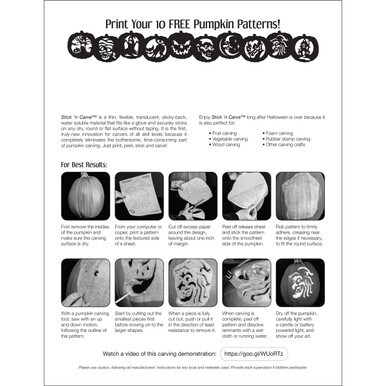Stick &#x27; n Carve - ValuePack (10 Sheets) + 10 Free Pumpkin Patterns