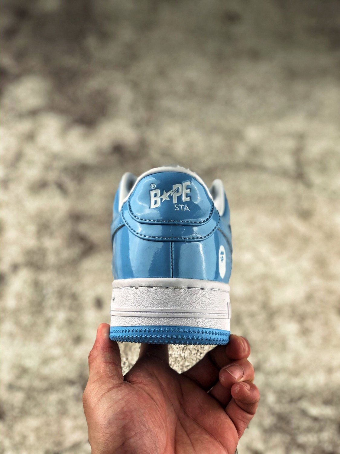 A Bathing Ape Bape Sta Patent Leather Blue White | MakerPlace by
