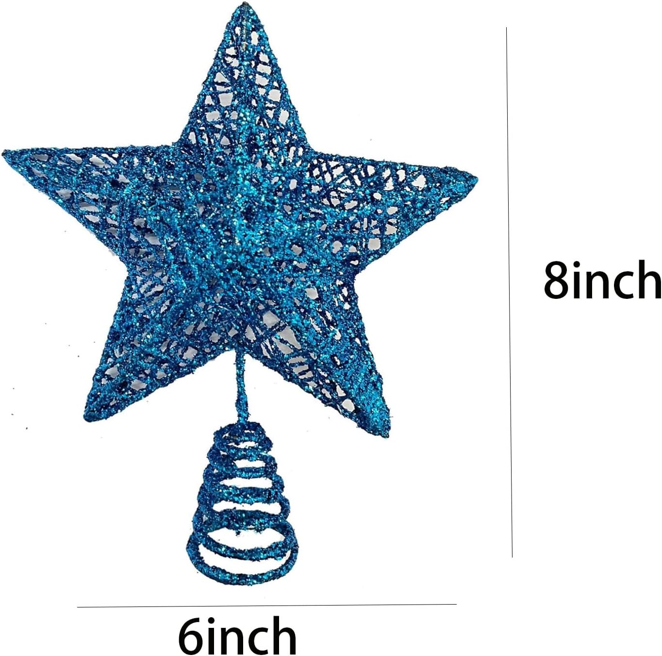 Metal Glittered Christmas Tree Topper Star Treetop (Blue)
