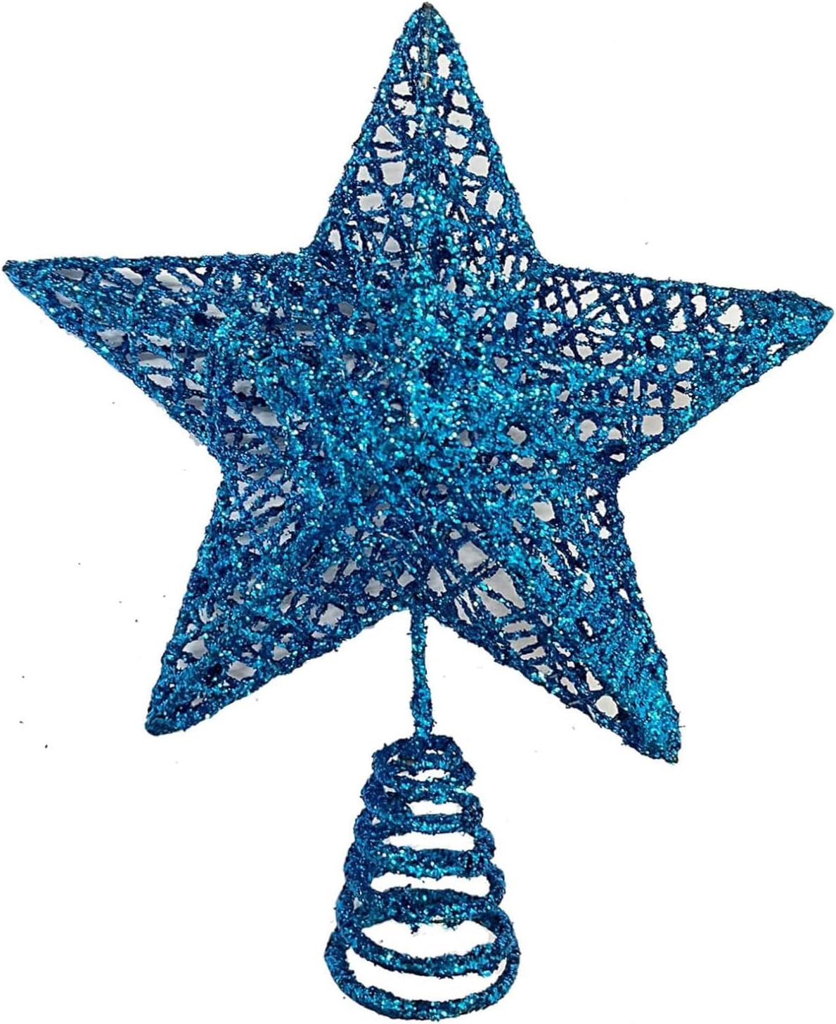 Metal Glittered Christmas Tree Topper Star Treetop (Blue)