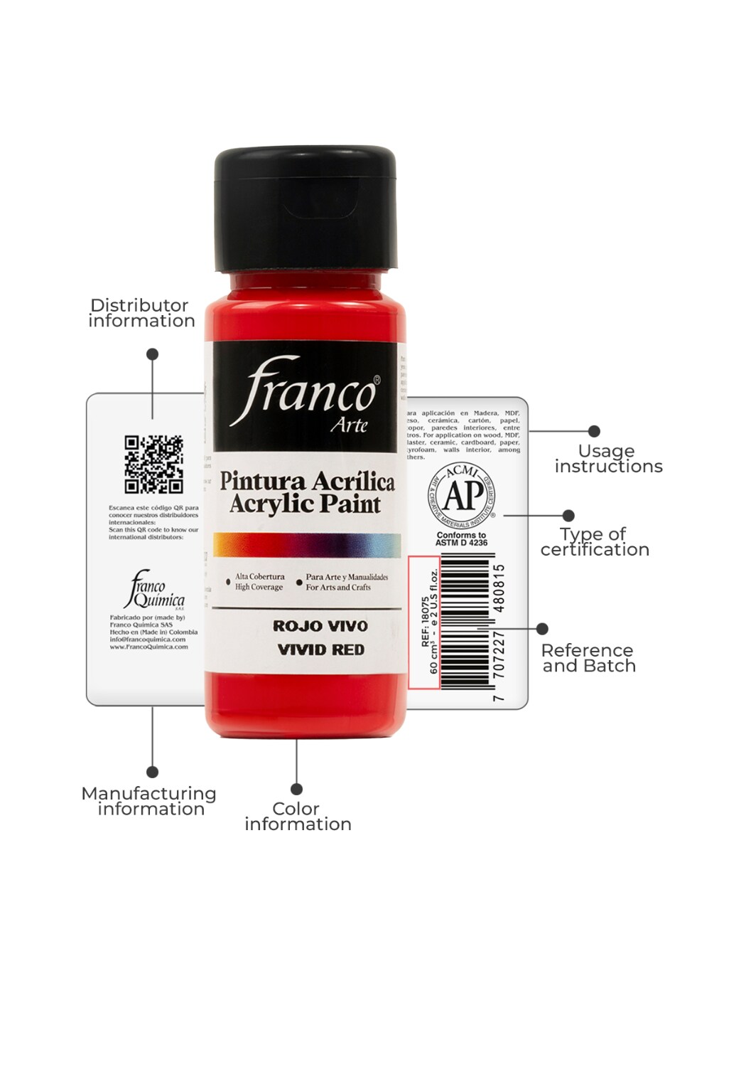 18322 Acrylic Paint 2 U.S fl oz / Vivid Red