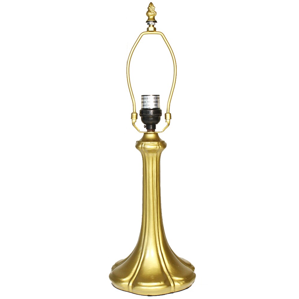 Rainbow Art Glass Nouveau Petal Metal Lamp Base, Bright Gold Finish, Nicely Weighted, 17.25" Tall