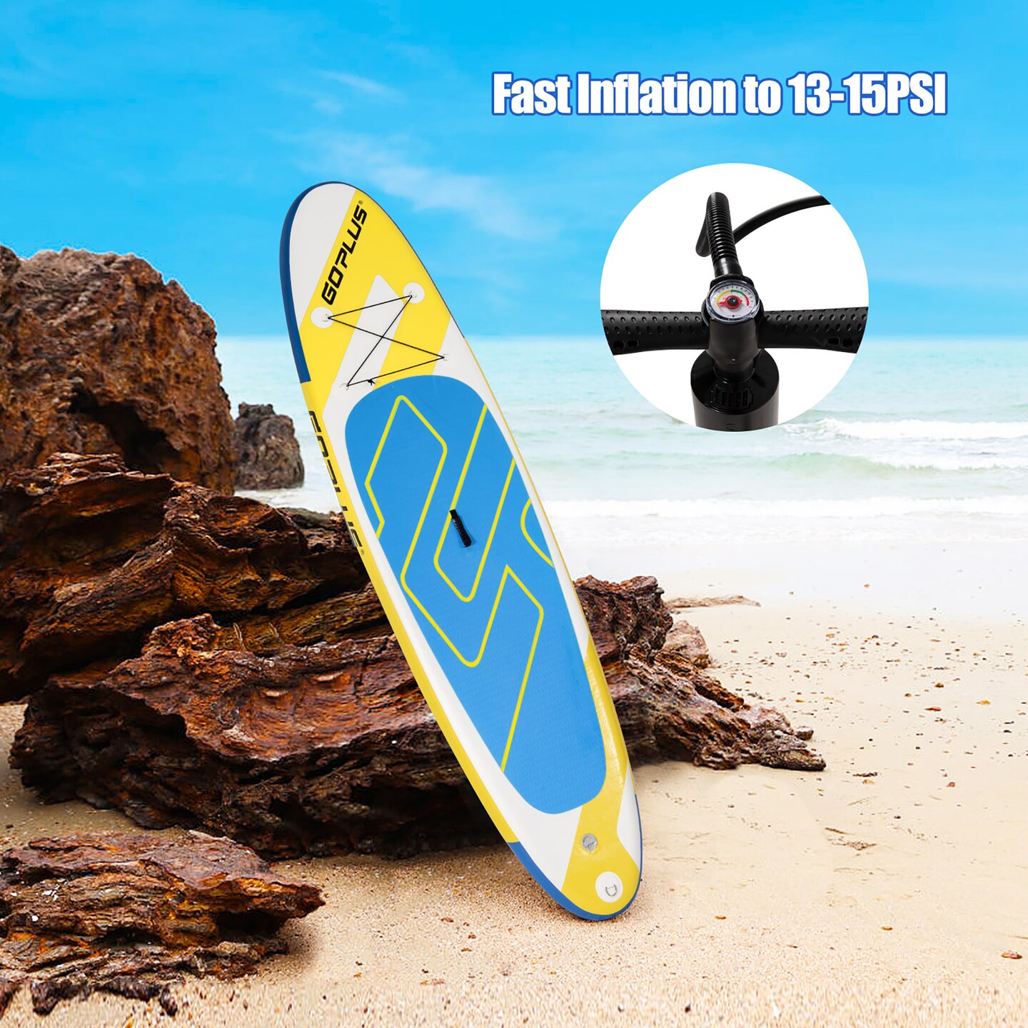 Goplus 11' Inflatable Stand Up Paddle Board SUP W/ Carrying Bag Aluminum Paddle