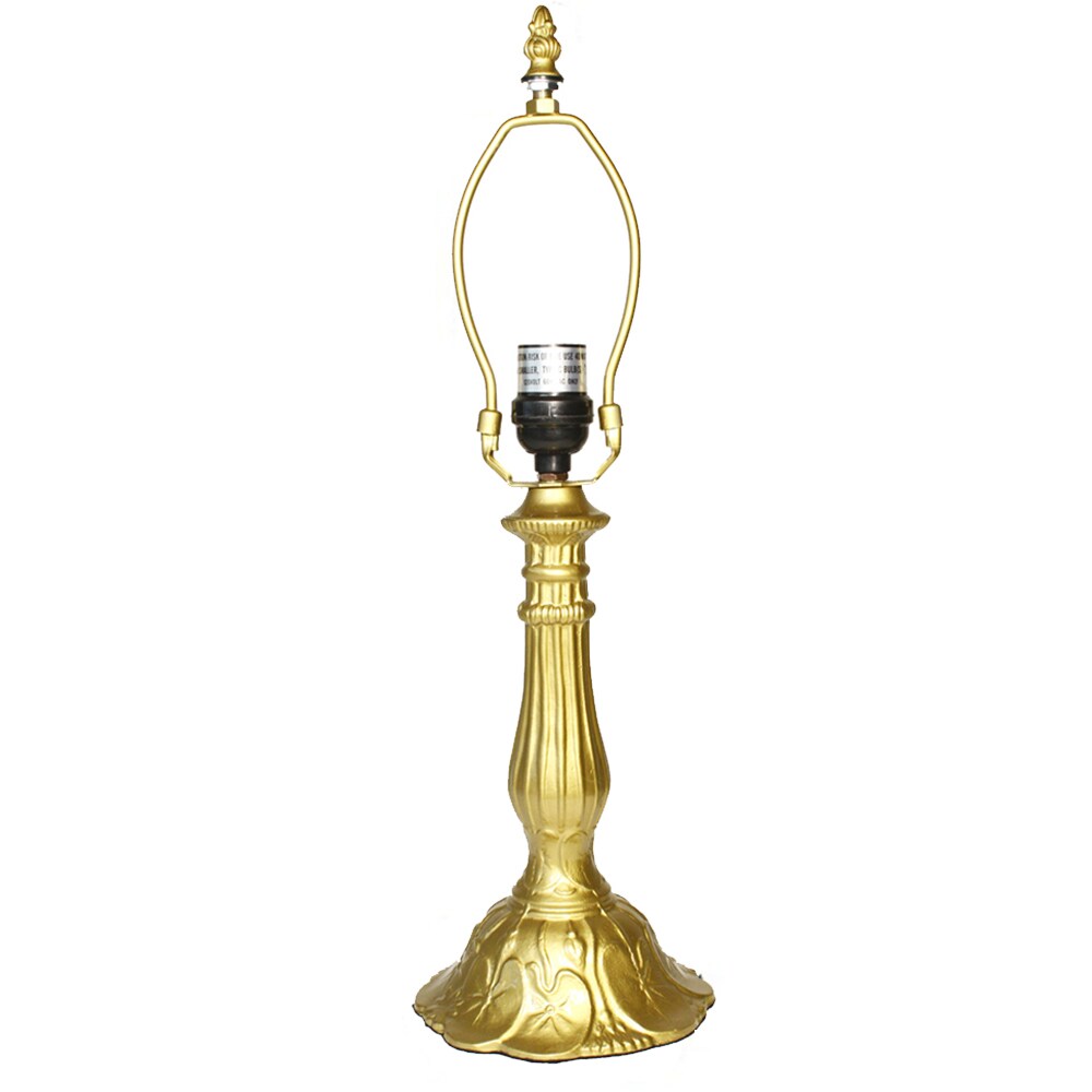 Rainbow Art Glass Lily Metal Lamp Base, Bright Gold Finish, Nicely Weighted, 17.25" Tall