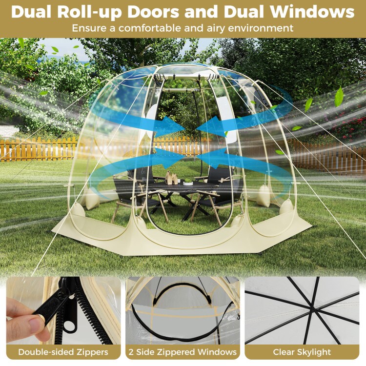 9.5x9.5FT Pop-Up Bubble Tent Transparent PVC Igloo with Screen House for 4-6