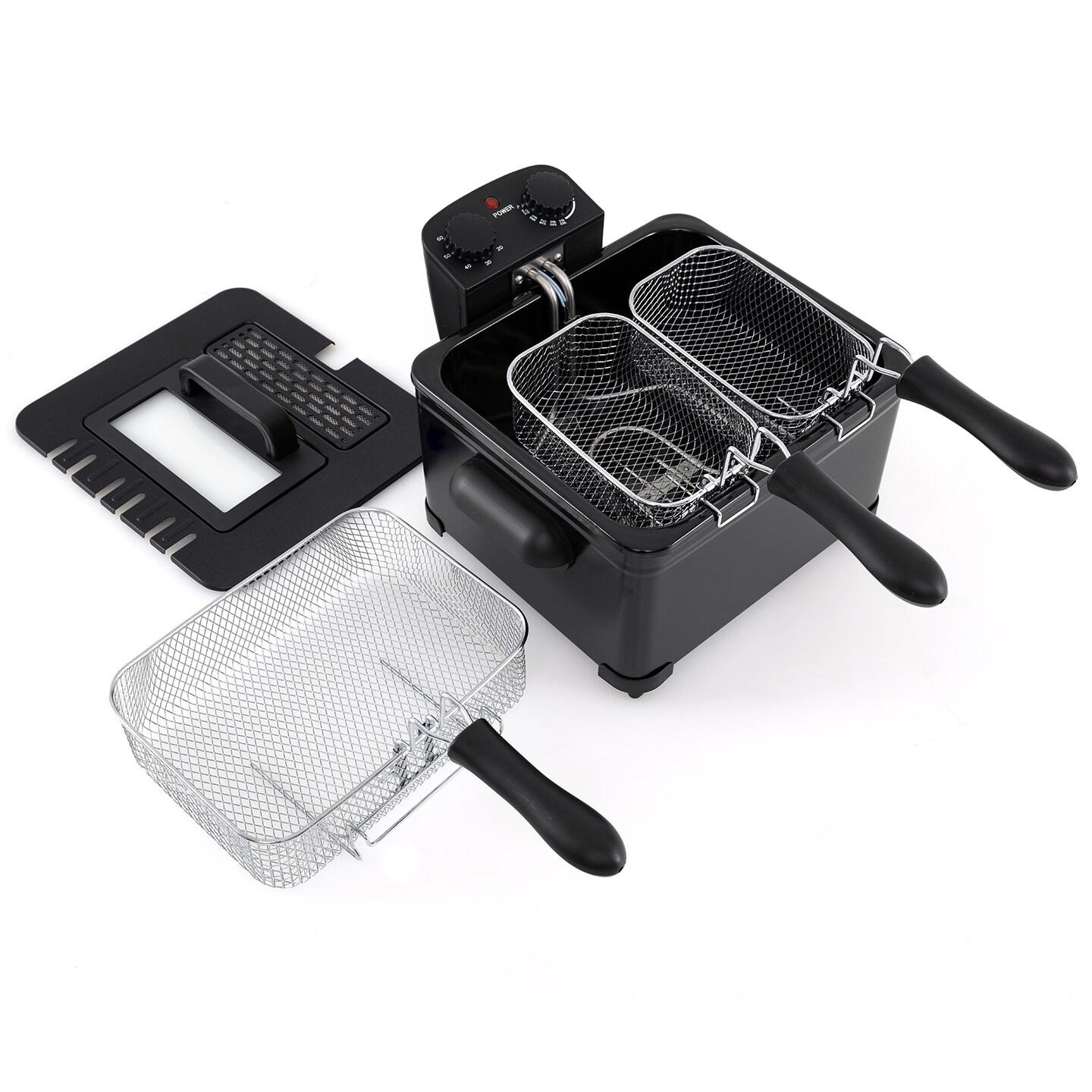 Electric Deep Fryer 5.3 Quart Stainless Steel 3 Baskets Adjustable Temp