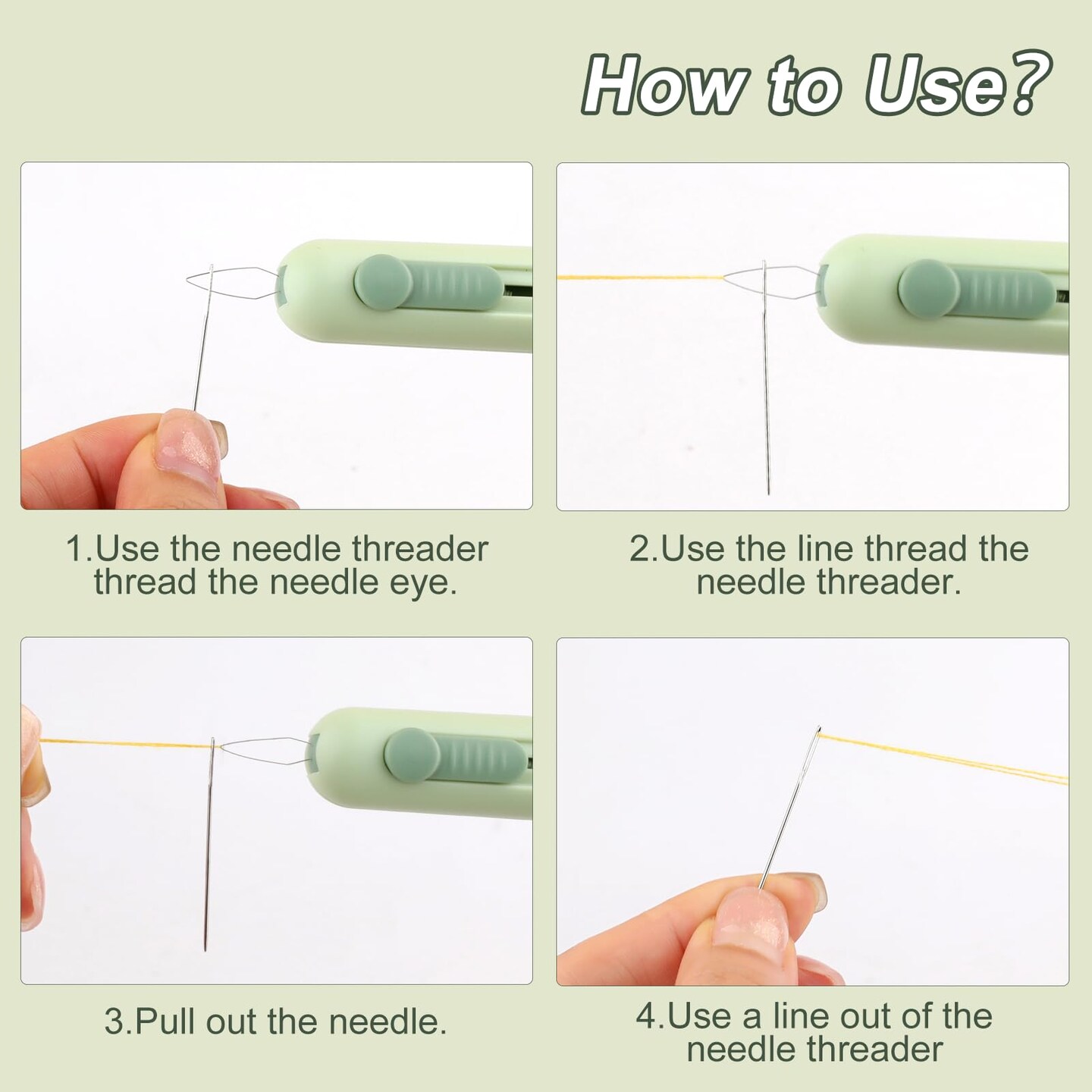 Automatic Needle Threaders Seam Ripper, Upgraded 3 in 1 Sewing Needle Threader Tool, Stretchable Quick Seam Rippers with Needle Storage for Hand Quilling, Embroidery Stitch Removal(Green)