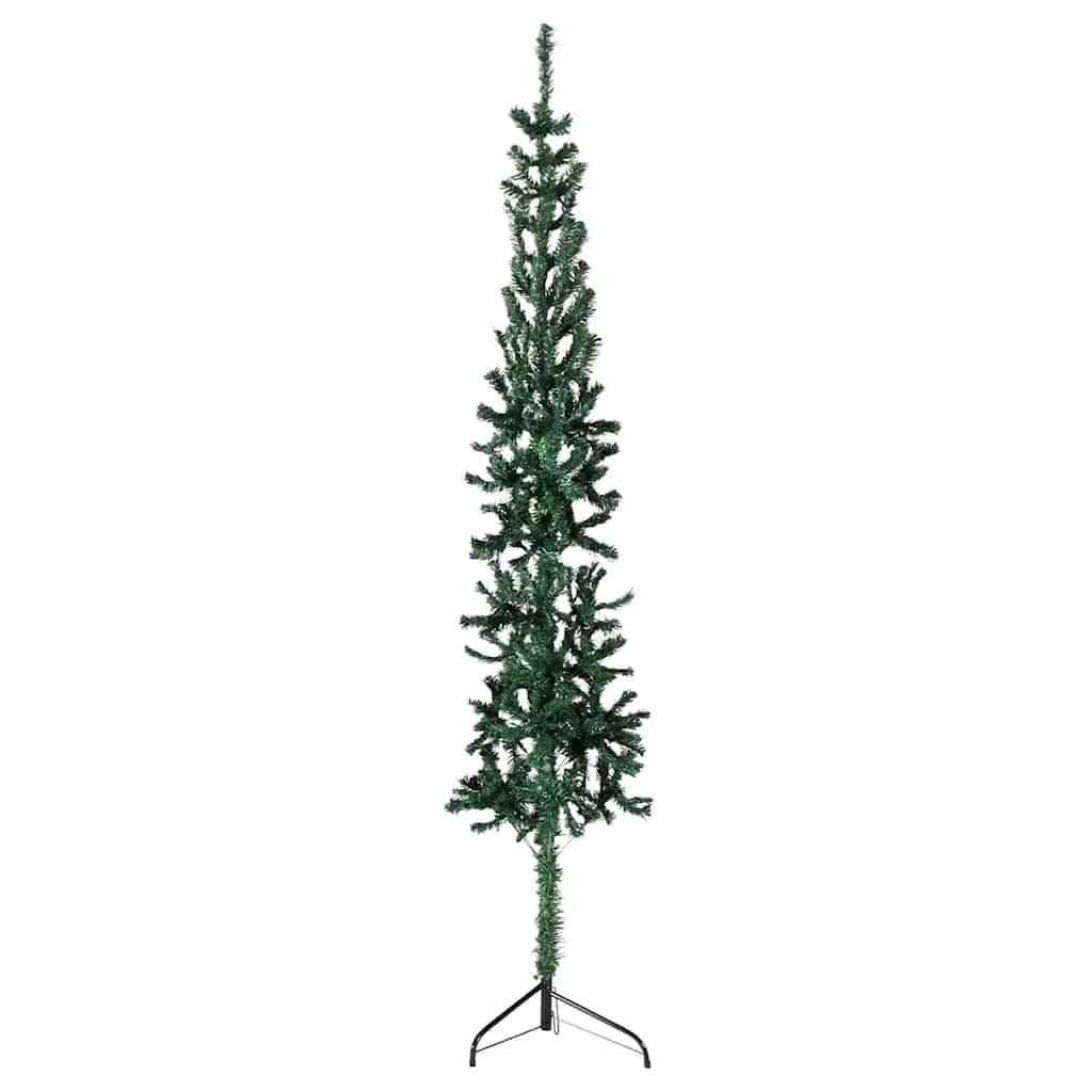 vidaXL Artificial Half Christmas Tree Green PVC, Steel 94.5 in