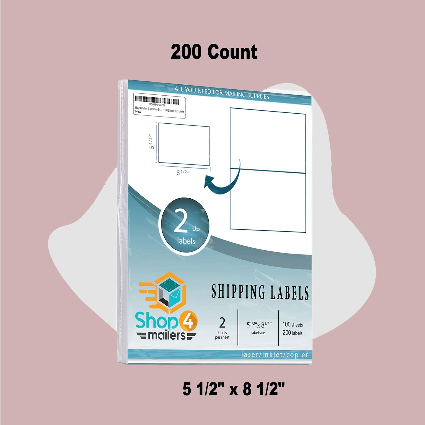 200 Count Shipping Labels White 5.5 x 8.5 Inch Self Stick Labels