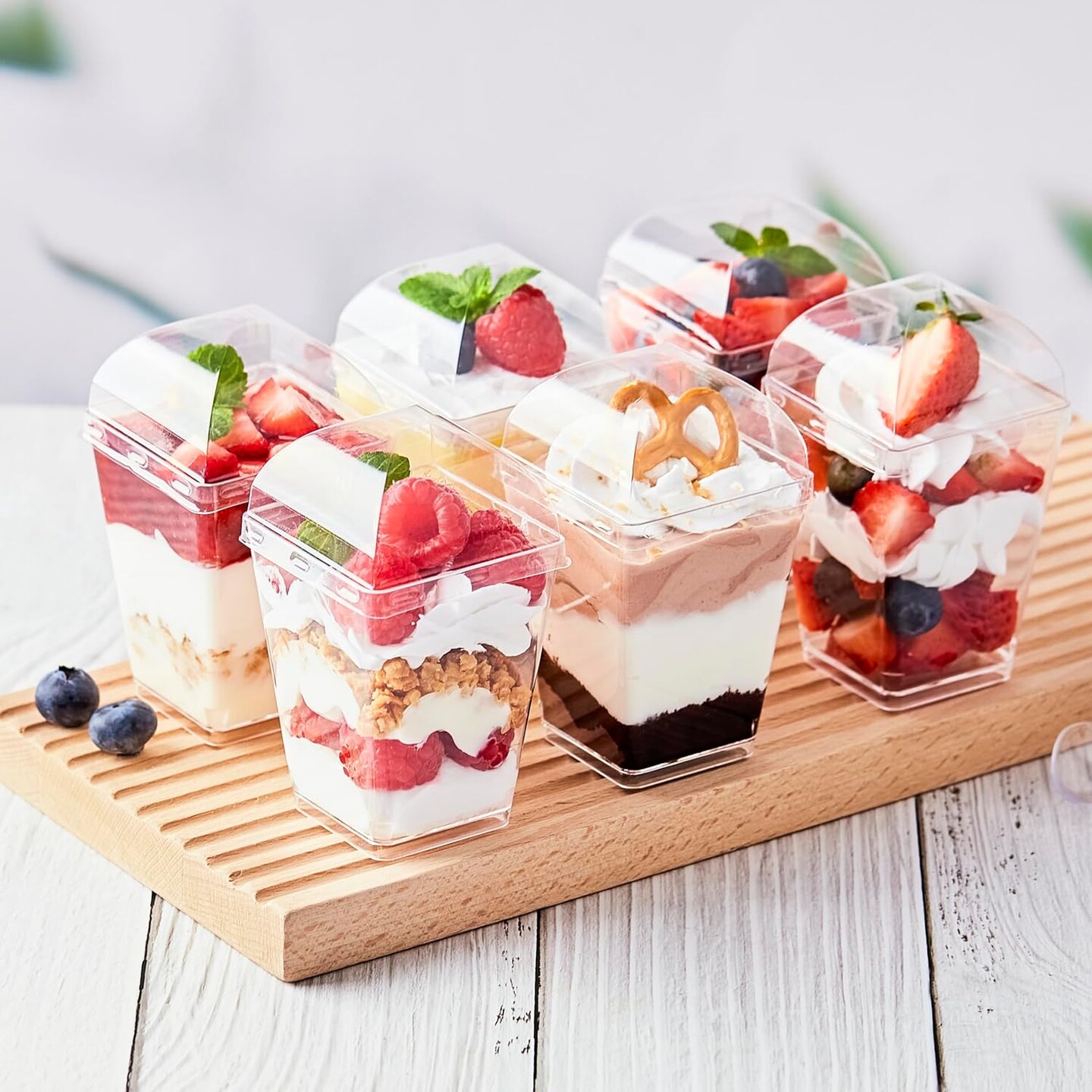 LIOUCBD 50 Pack Clear Plastic 7 Oz Dessert Cups With Lids And Spoons, Round Mini Parfait And Appetizer Cups For Party Pudding, Fruit, Ice Cream, Mousse - View #9