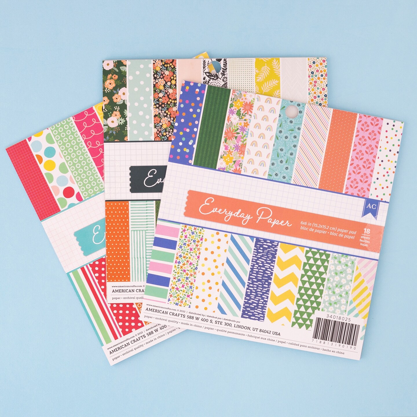 American Crafts Single-Sided Paper Pad 6"X6" 18 Sheets-Assortment 2