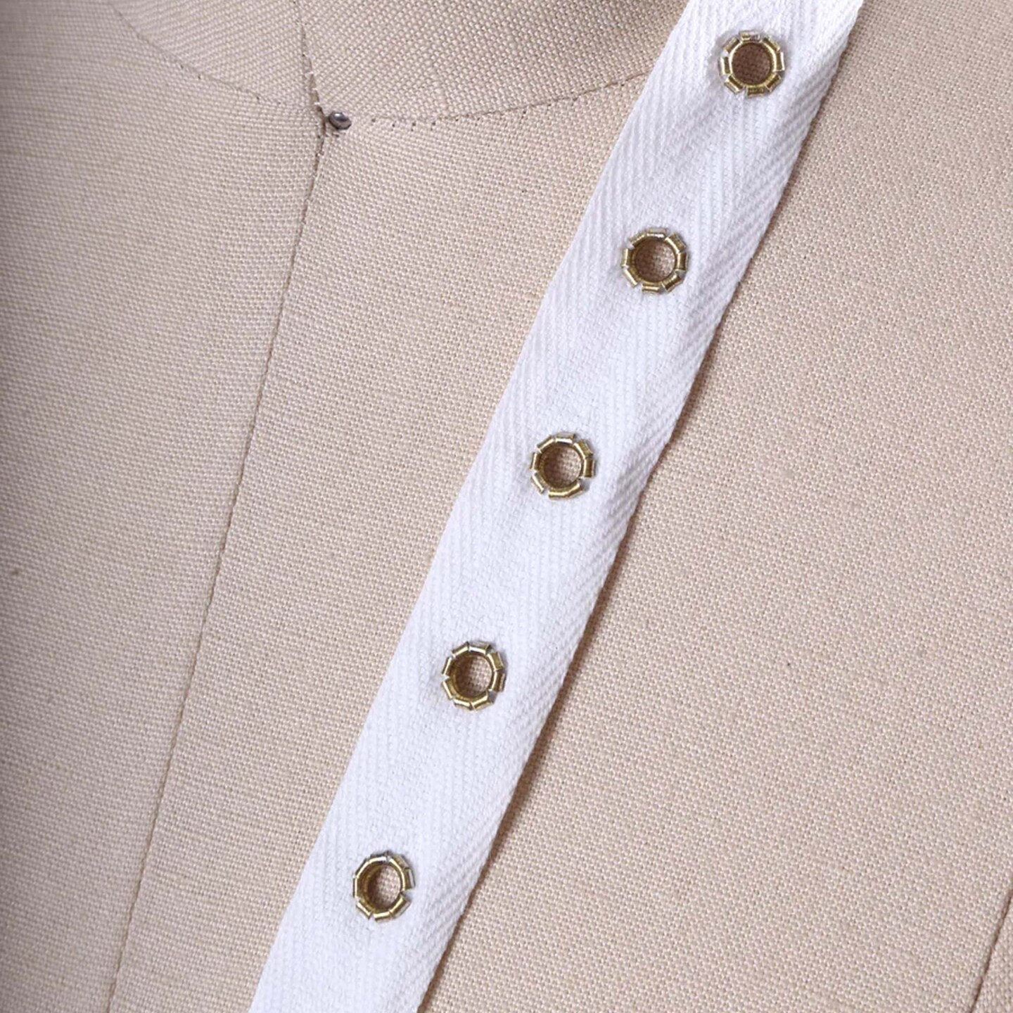 1 Yard White Twill Grommet Trim with Silver Eyelets Cotton 0.75" Tape for Sewing & Craft Projects