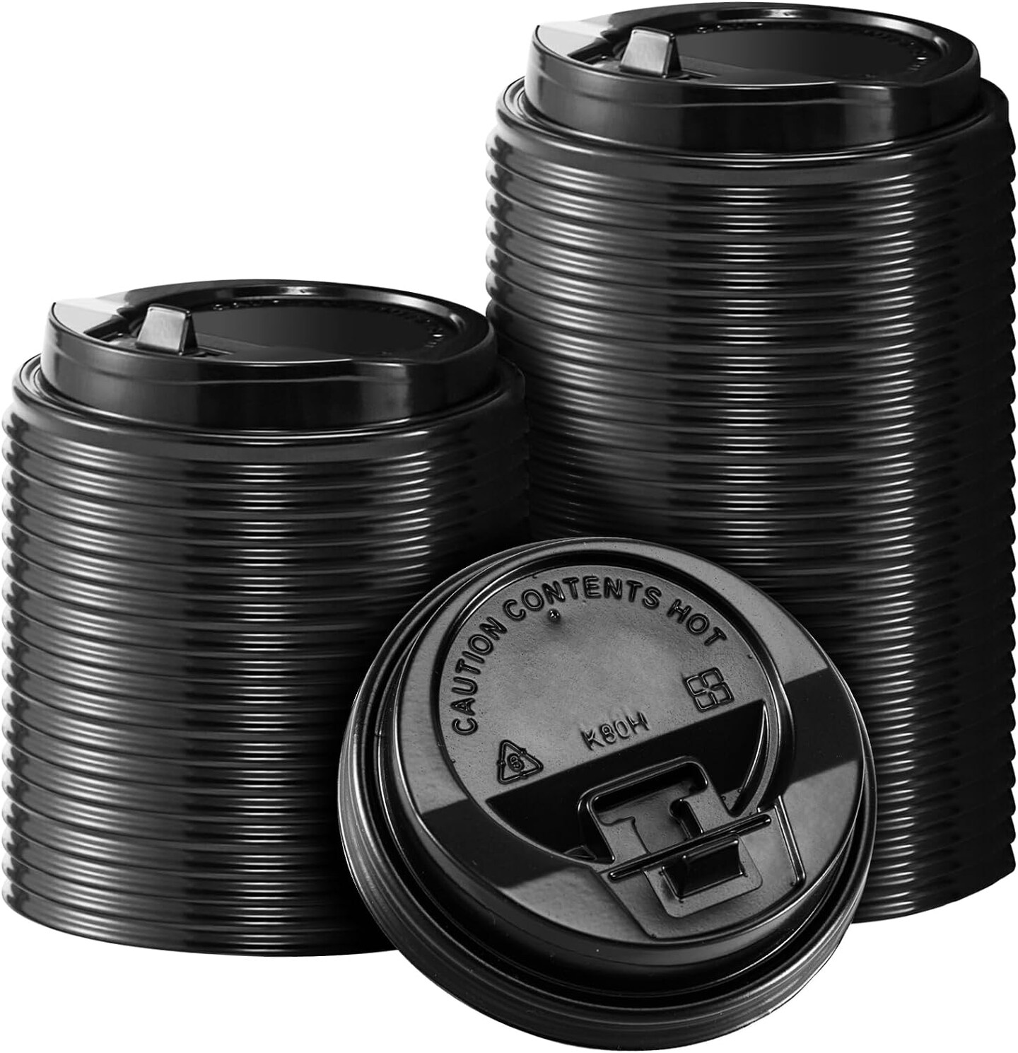 150 Pack Coffee Cup lids, Disposable Plastic Cup Lids for 10, 12, 16, 20, 24 oz Paper Cups, Hot/Cold Drinking Cup Lids, 3.54 Inches/90 mm Diameter - Black