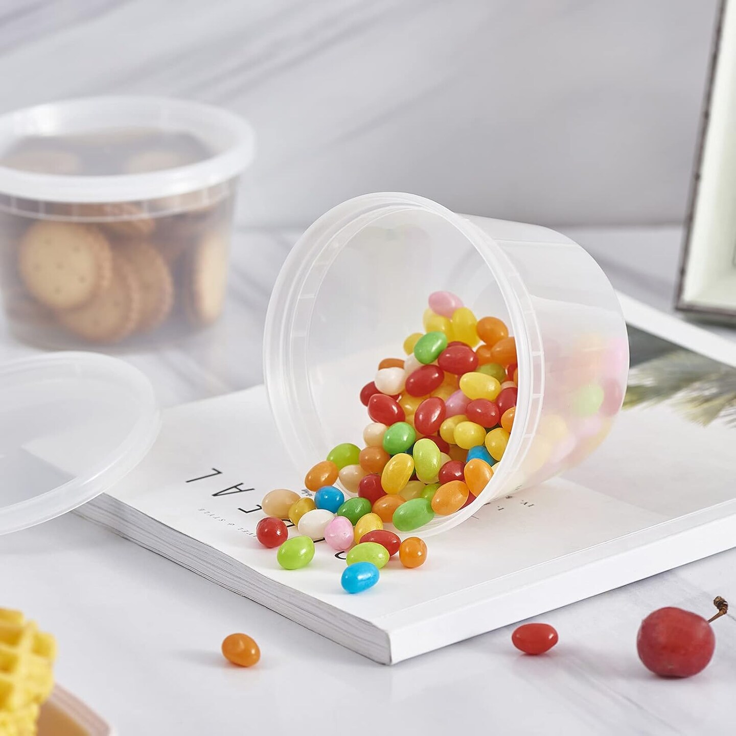 48Set - 16oz - Plastic Deli Food Storage Containers With Plastic Lids, Disposable togo containers for soup, Meal Prep