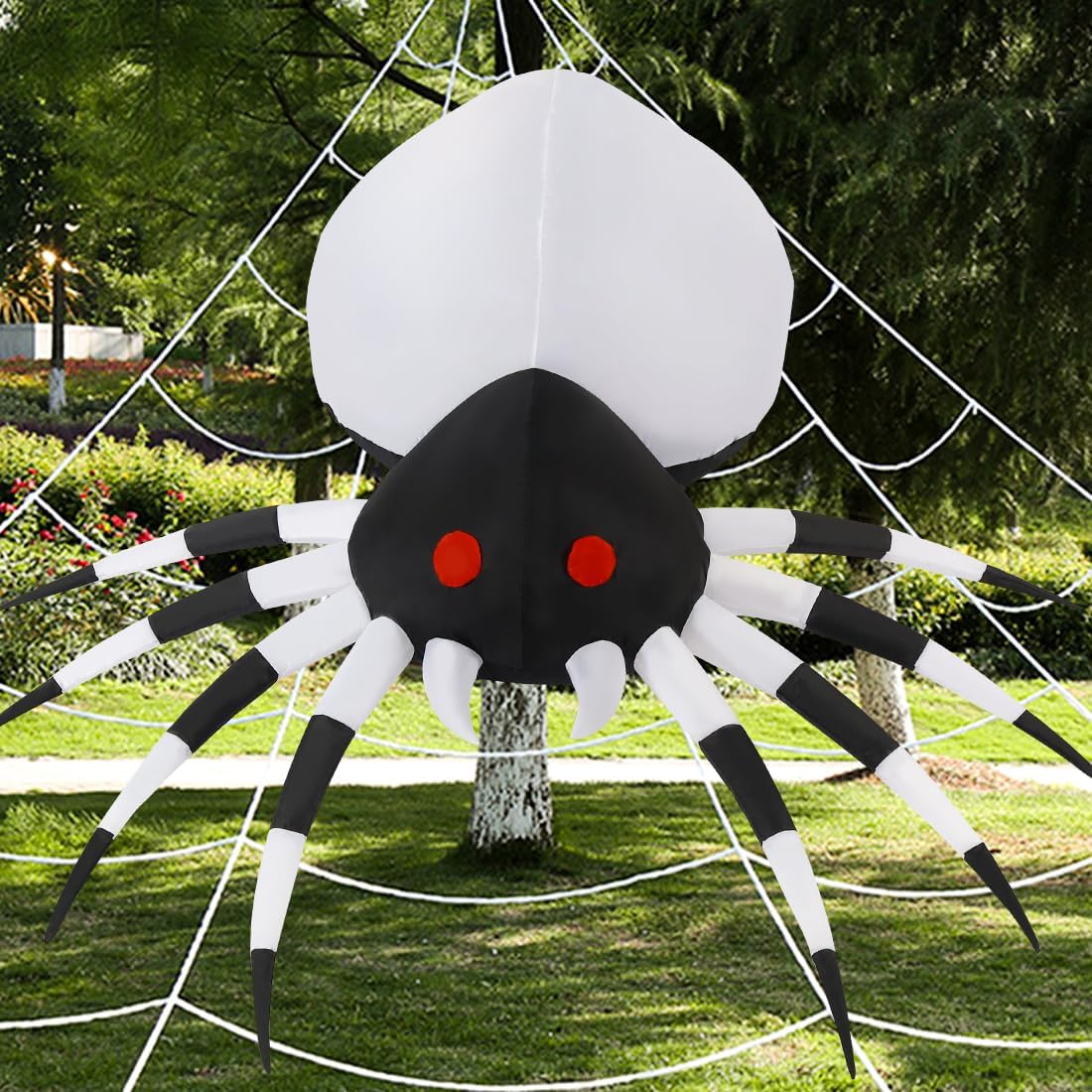 GOOSH 6 FT Height Halloween Inflatables Outdoor Spider with Magic Light, Blow Up with LED Lights