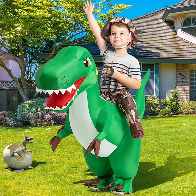GOOSH Inflatable Dinosaur Halloween Costume Riding T Rex Air for Kids and Adults