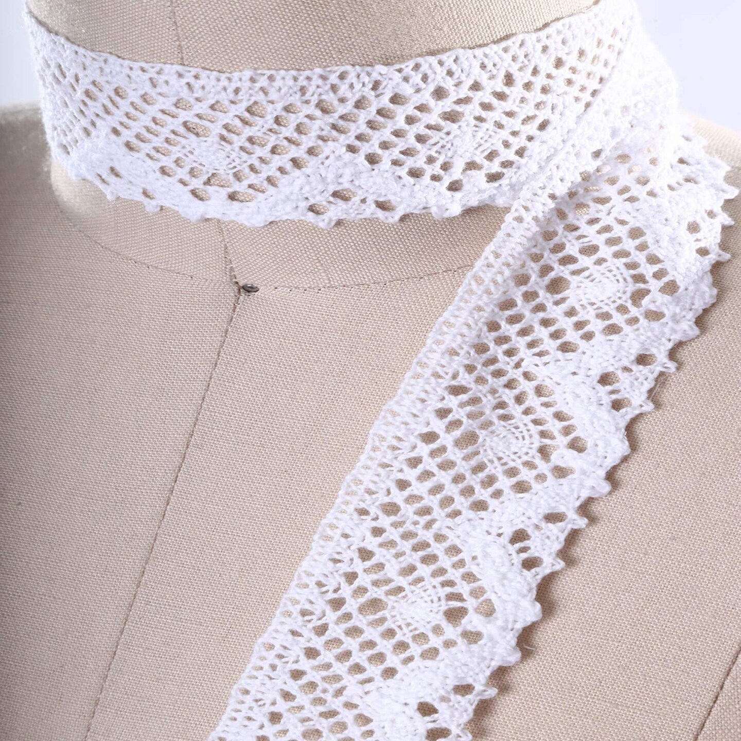 2 Yards White Crochet Cluny Lace Trim 100% Cotton Decorative Sewing Lace