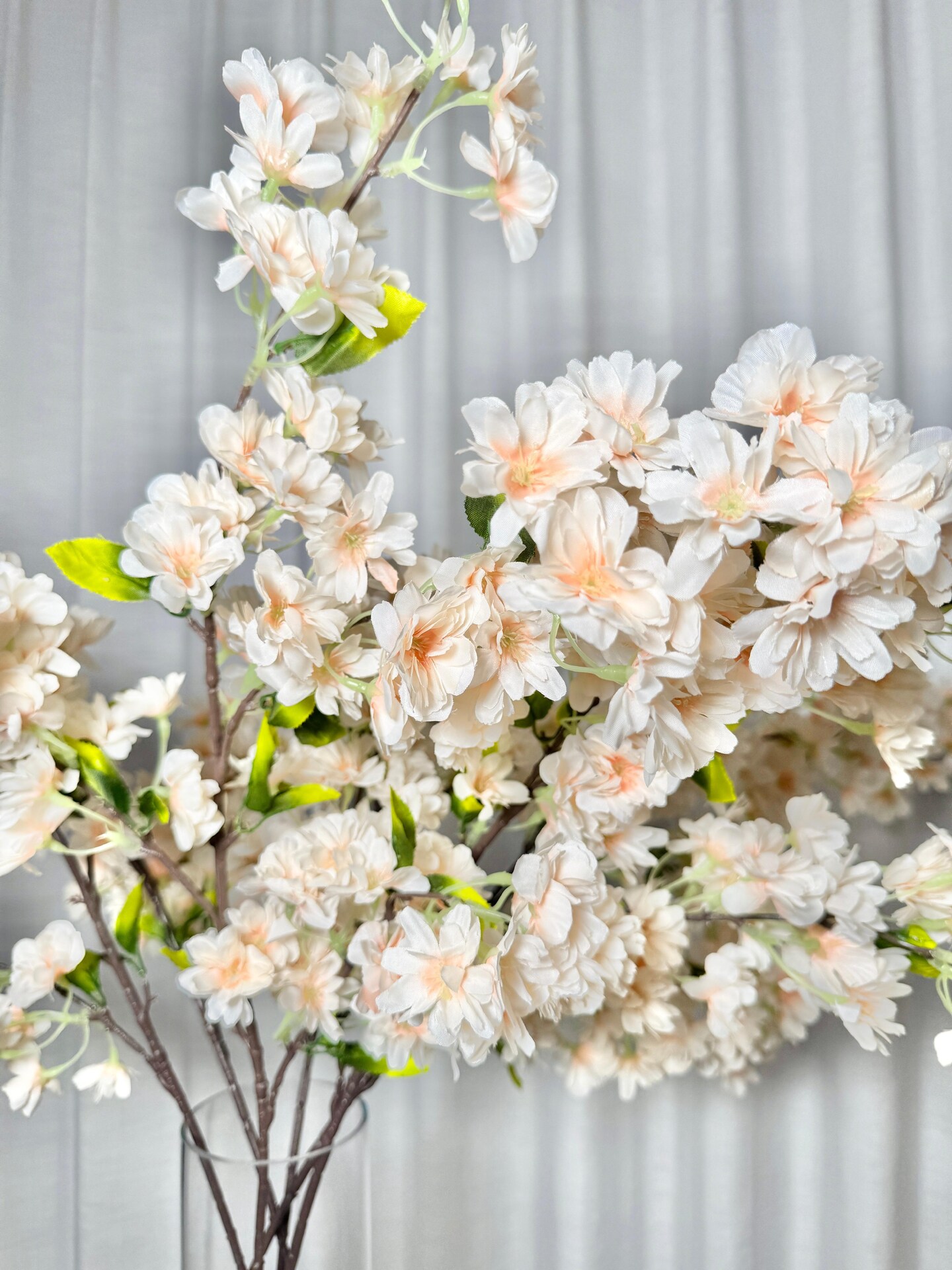 Japan Beige Nude Silk Cherry Blossom Flower Set of 3 Branches 40'' Inches