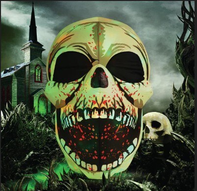 GOOSH 4 FT Halloween Inflatables Skull Decorations Blow Up Yard Scary Colorful Dimming Skull