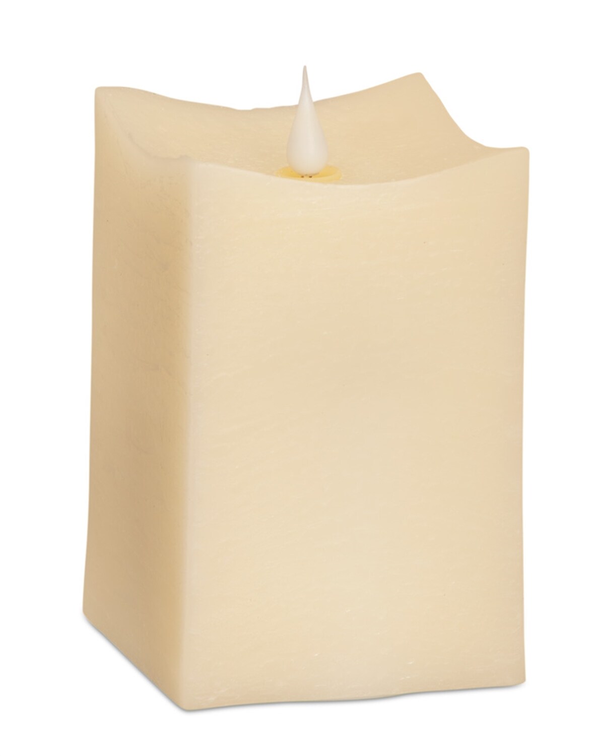 Beige LED Square Candles Set of 2 Wax Moving Flame with Remote Indoor Decor
