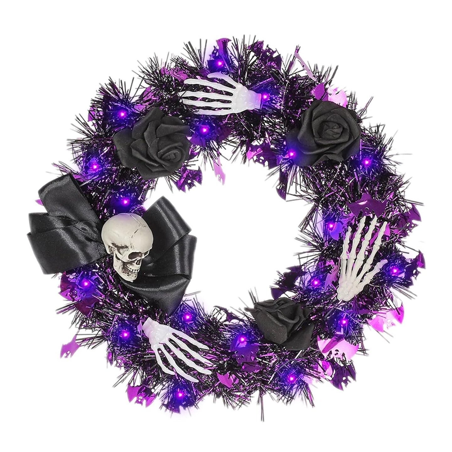 Halloween Black Rose Wreath with Lights - 13 Inch | Michaels