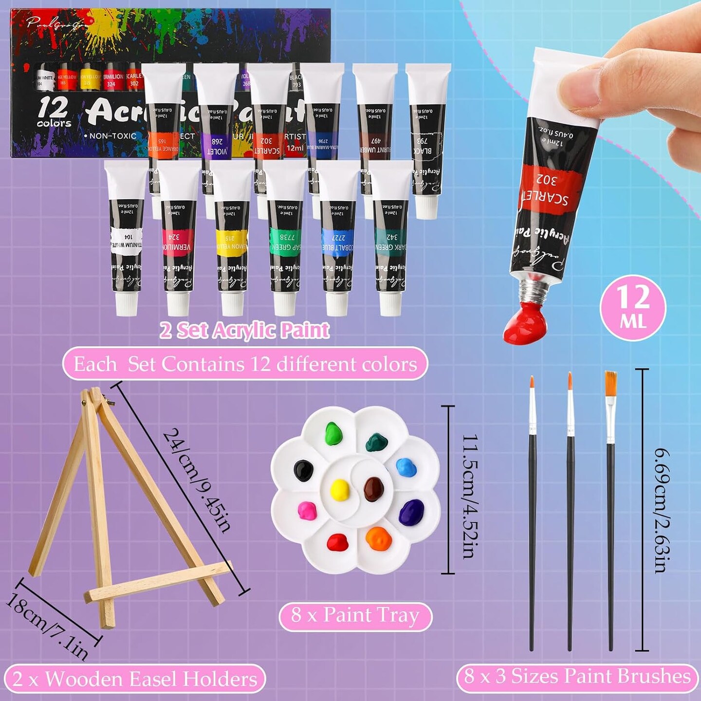 36 Pcs Paint and Sip Kit for Adults 8''x10'' Pre Drawn Canvas for Painting DIY Afro Acrylic Painting Kit Wood Easel Brushes Date Night Bulk for Mother's Day Party Gifts(Butterfly)