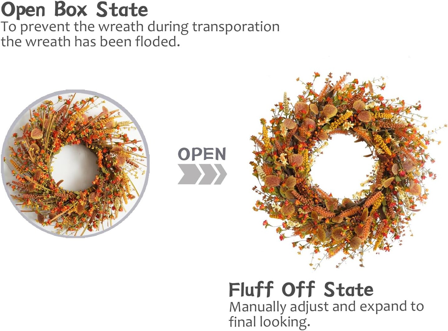 24 Inch Fall Wreath with Flowers