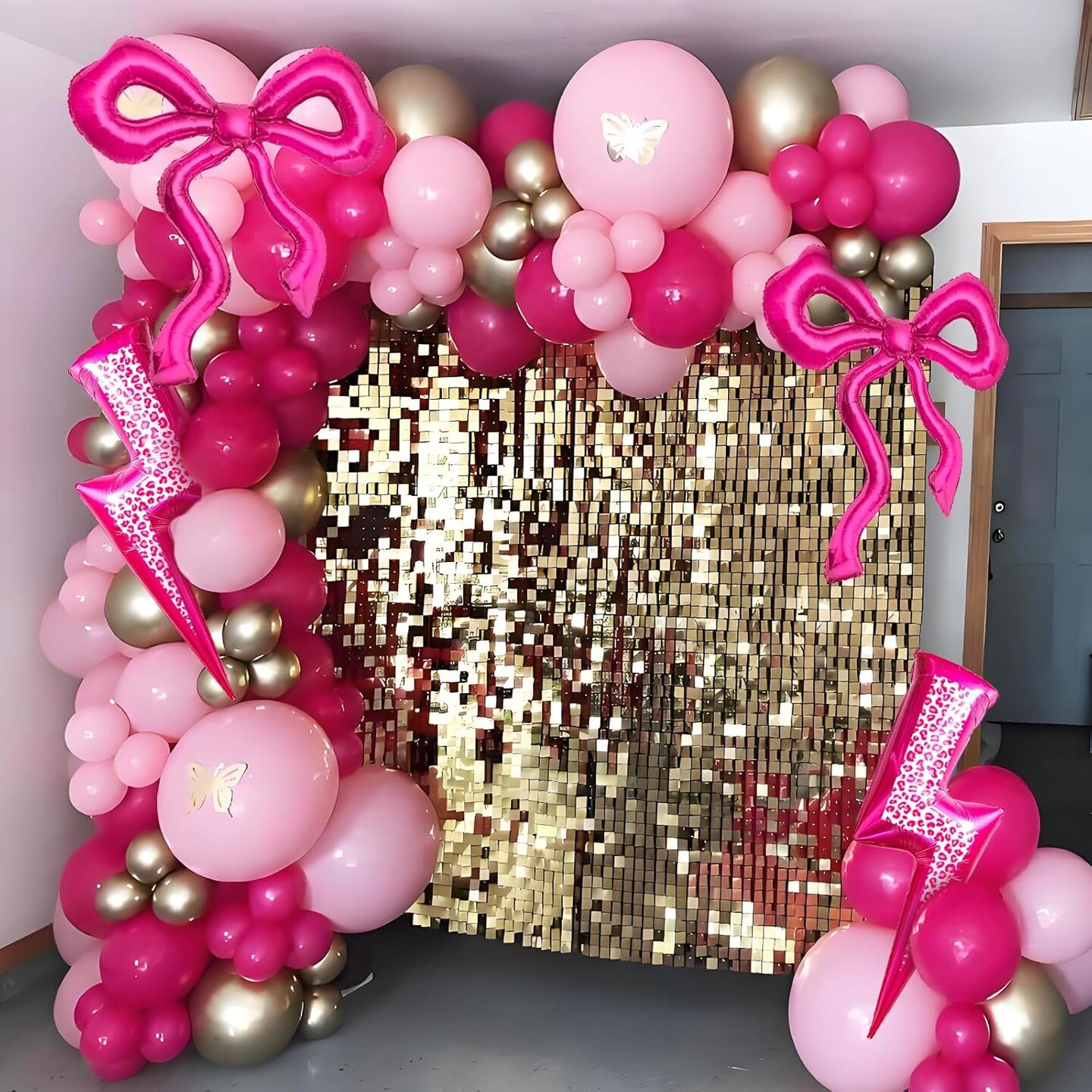 6pcs Hot Pink Bow Balloons (Hot Pink)