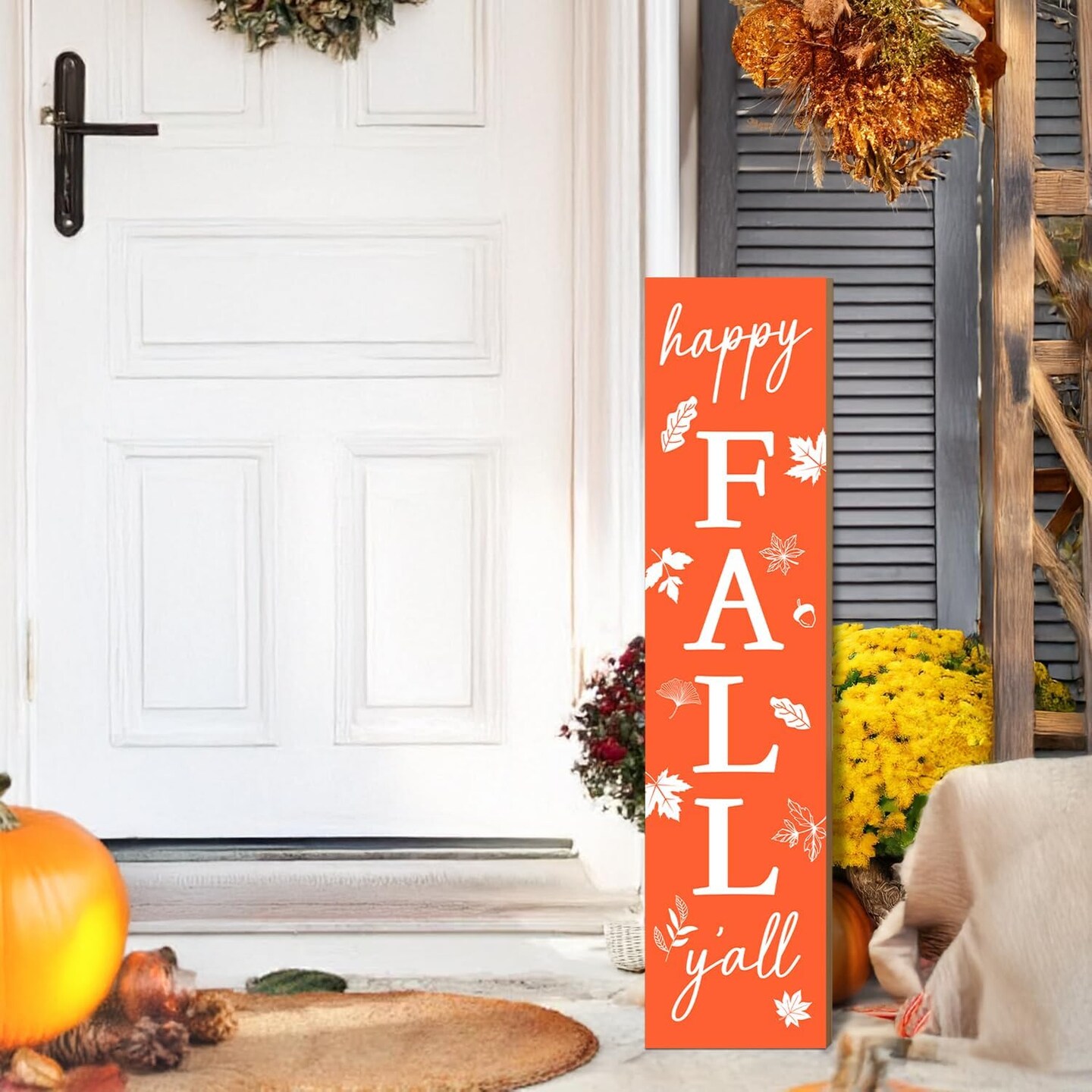 Fall Porch Sign For Front Porch (Yellow)
