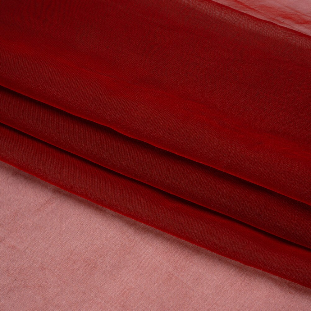 1 Yard Red Black Iridescent Silk Voile Chiffon Like Draping Fabric, 54 Inches Wide