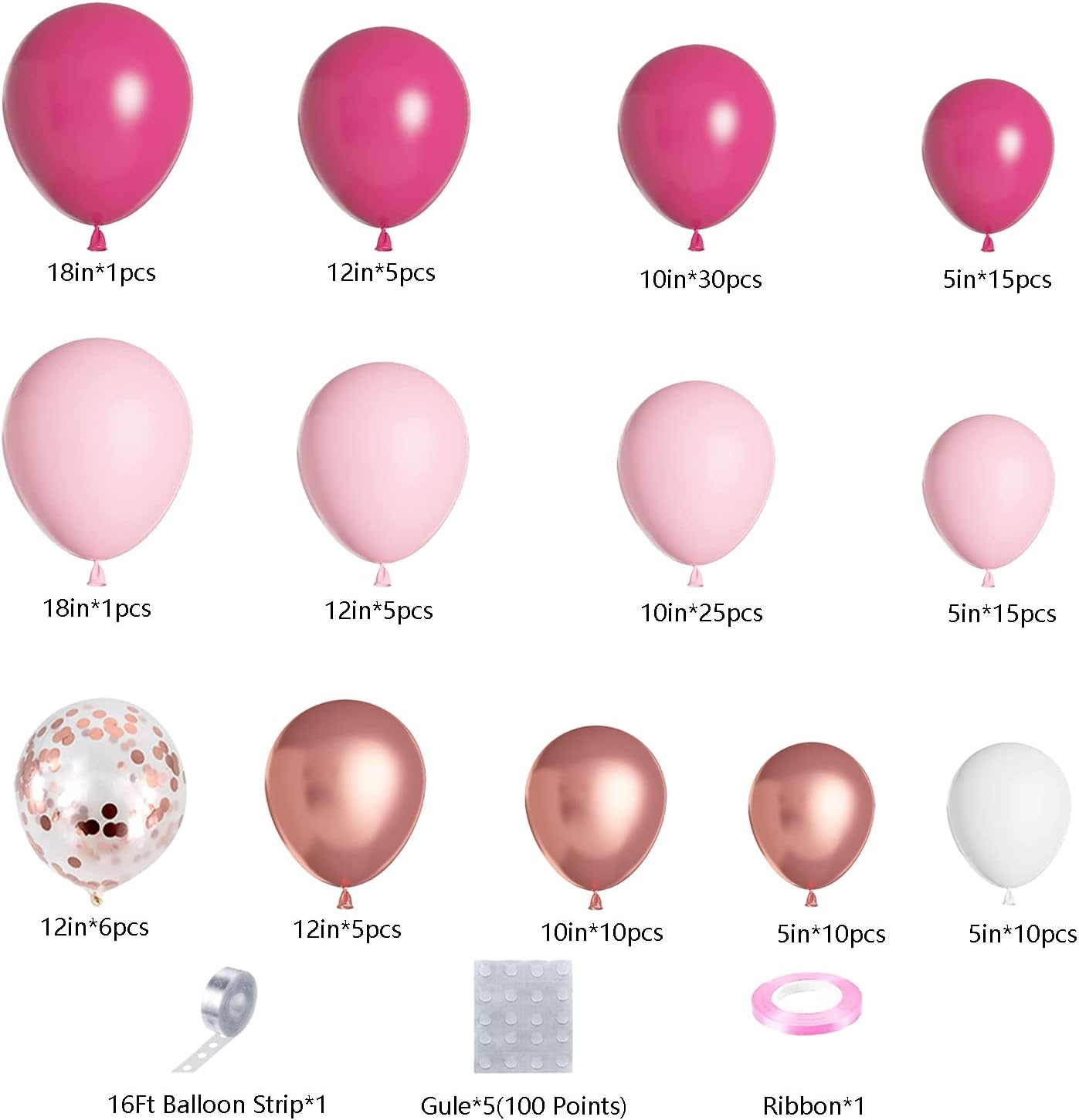 Pink Balloon Garland Arch Kit (Pink)