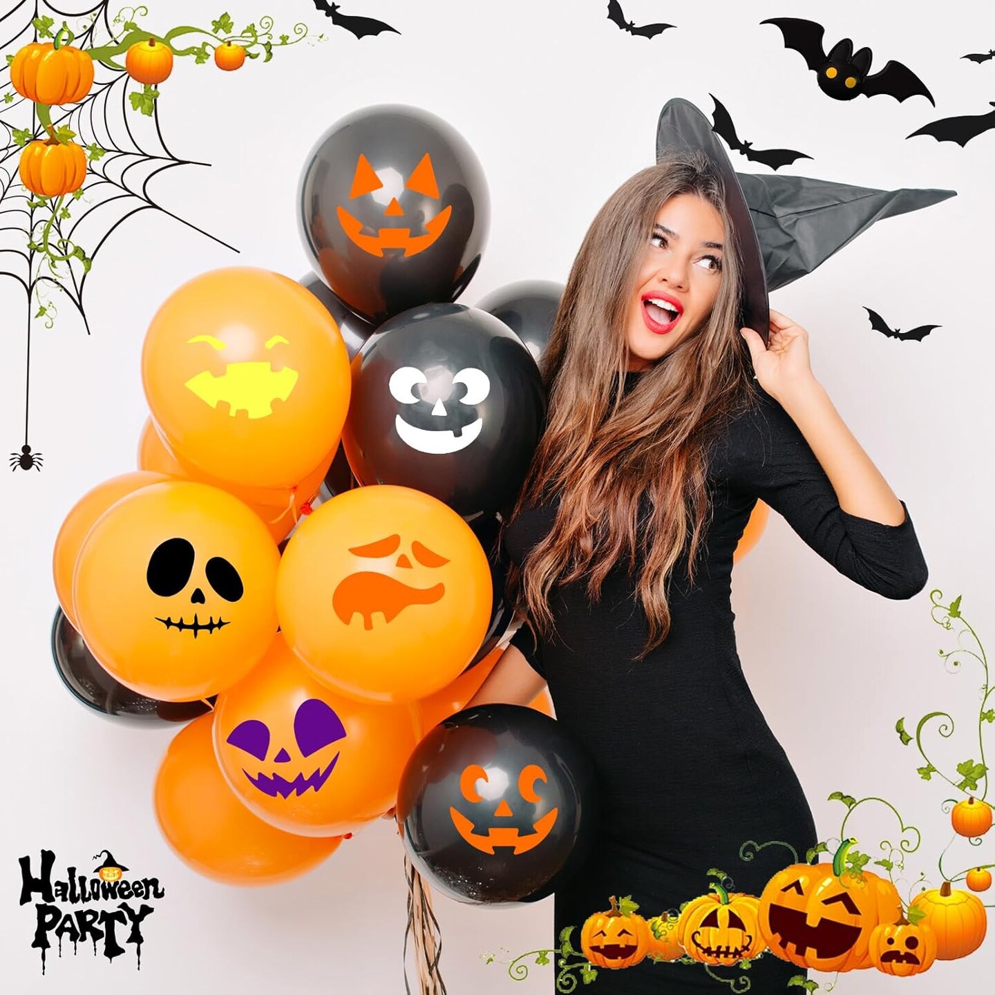 40Pcs Halloween Stencils for Painting Pumpkins 6 Inch Reusable Plastic(Halloween)