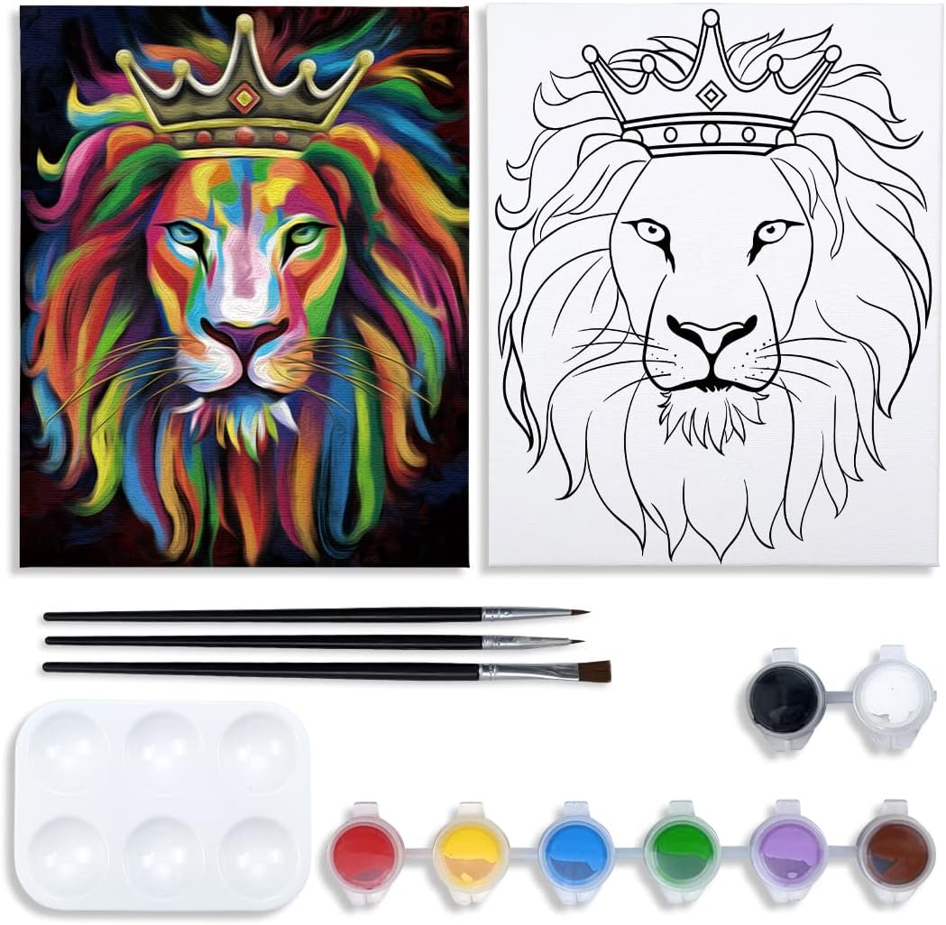 Pre Drawn Canvas Painting Kit - 8x10 (Lion King)