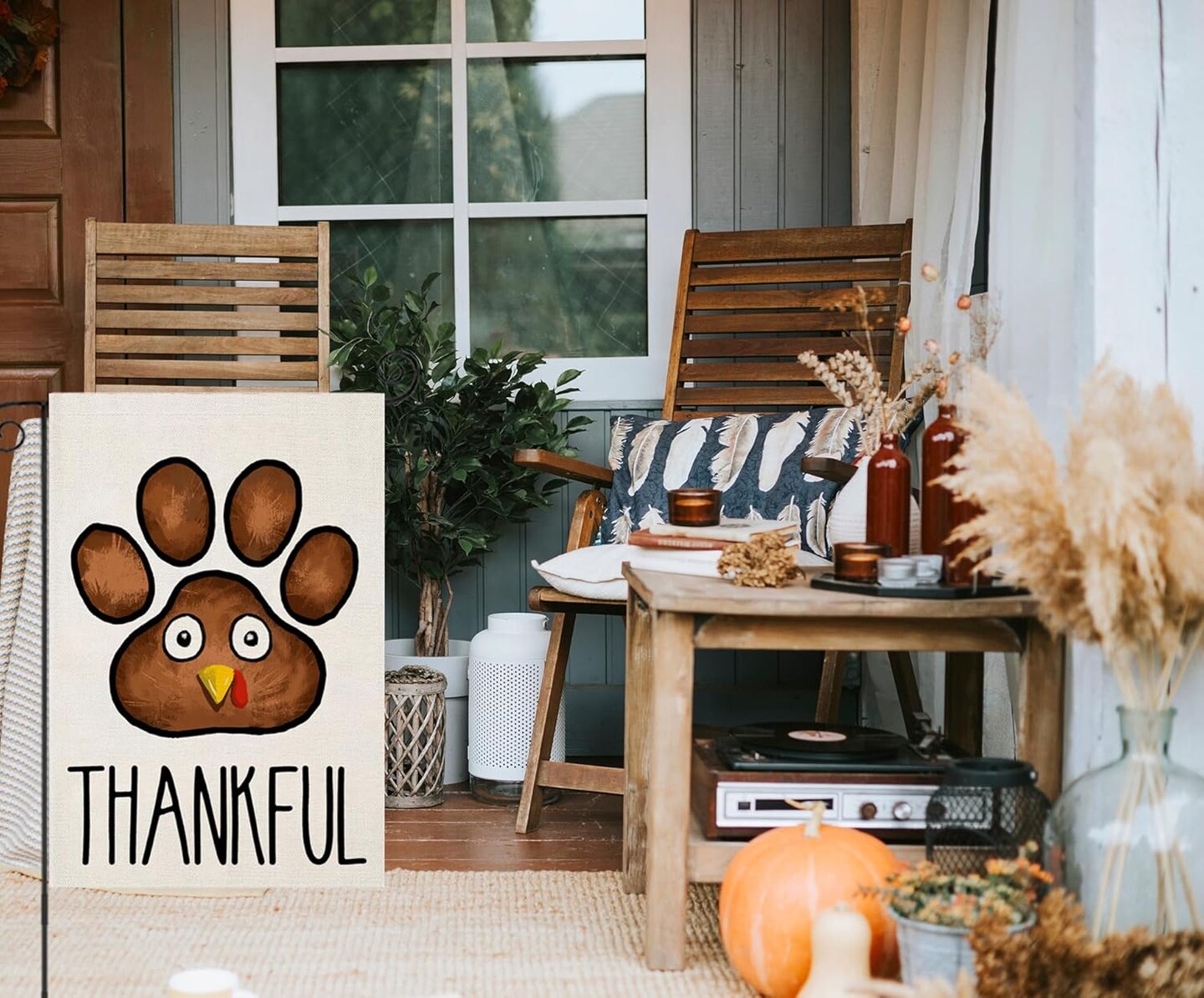Thanksgiving Fall Paw Garden Flags 12x18 Inch(multi-color)