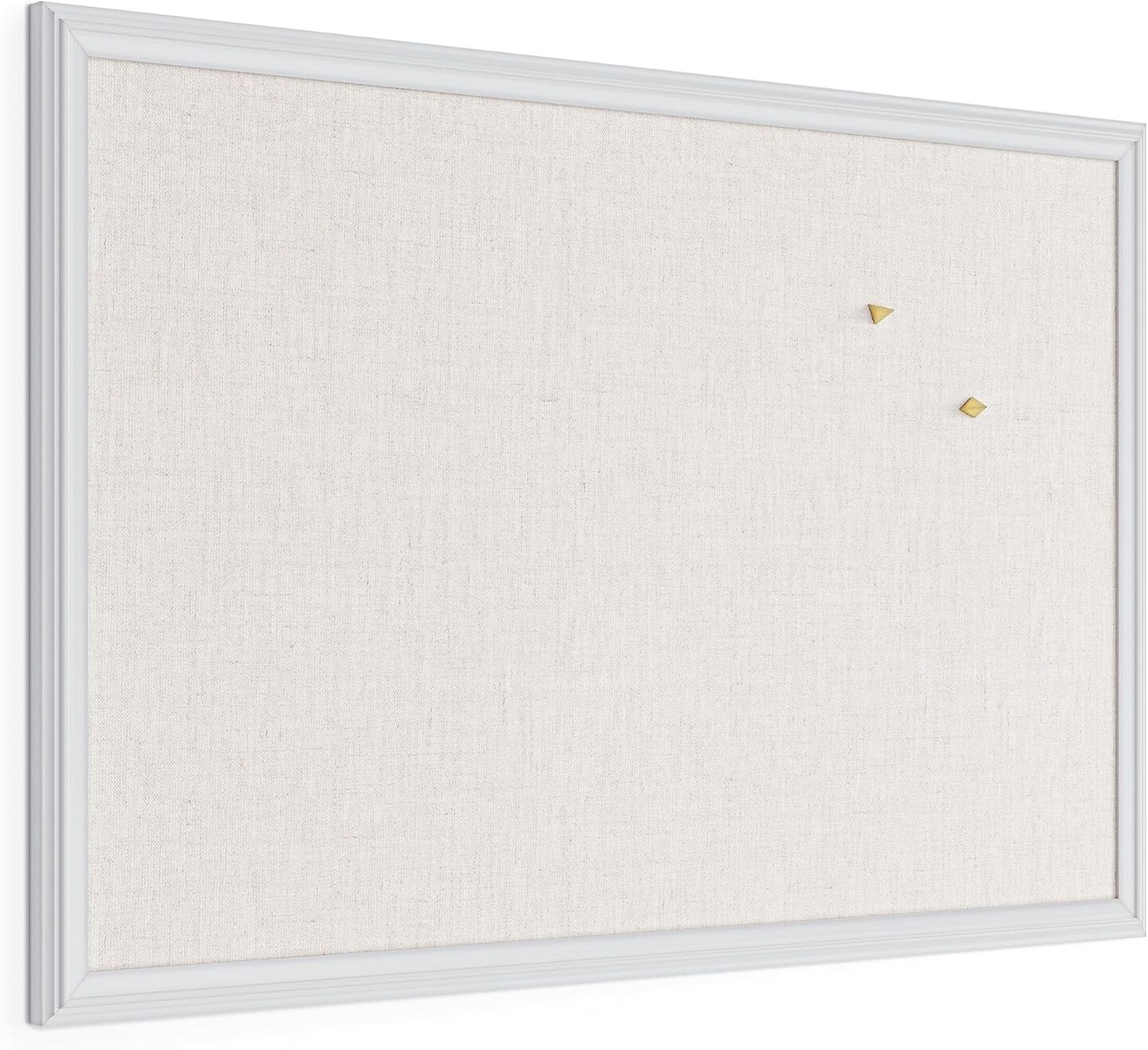 Linen Covered Corkboard with White Wood Frame(White)