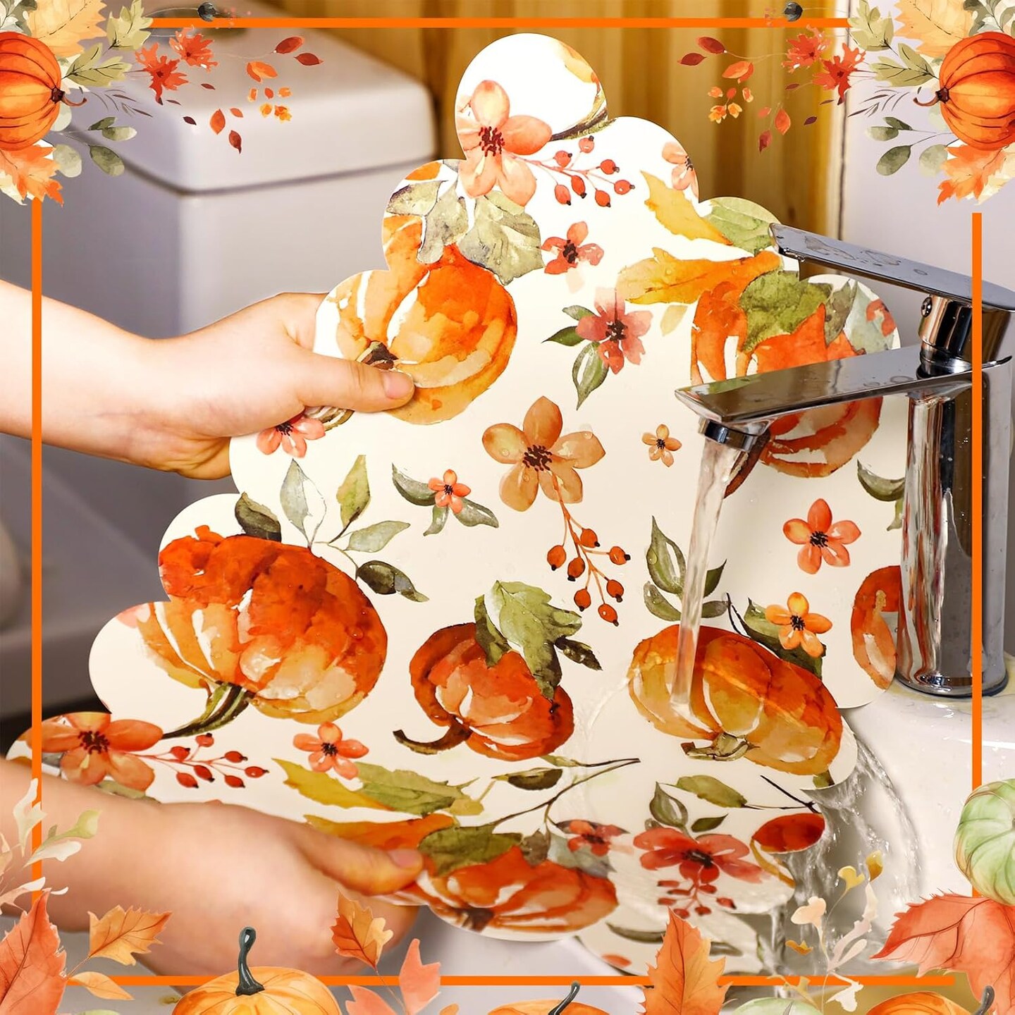 6 Pcs Fall Watercolor Placemats 12 x 17 Inches(Yellow)