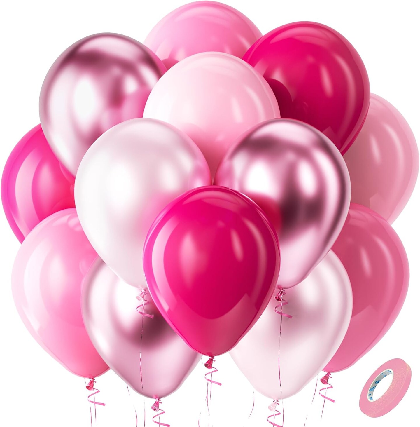 Pink Balloons Set,60pcs 12 inch Metallic Pearl Pink(Multiple Pink)
