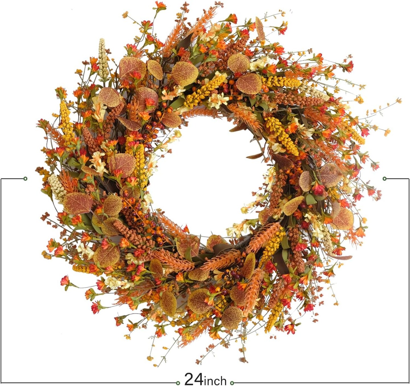 24 Inch Fall Wreath with Flowers