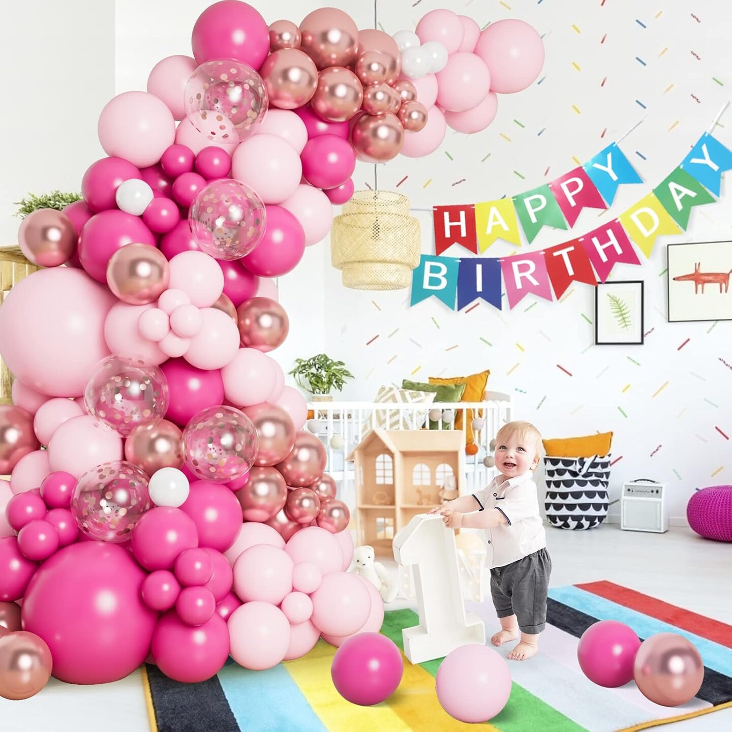 Pink Balloon Garland Arch Kit (Pink)