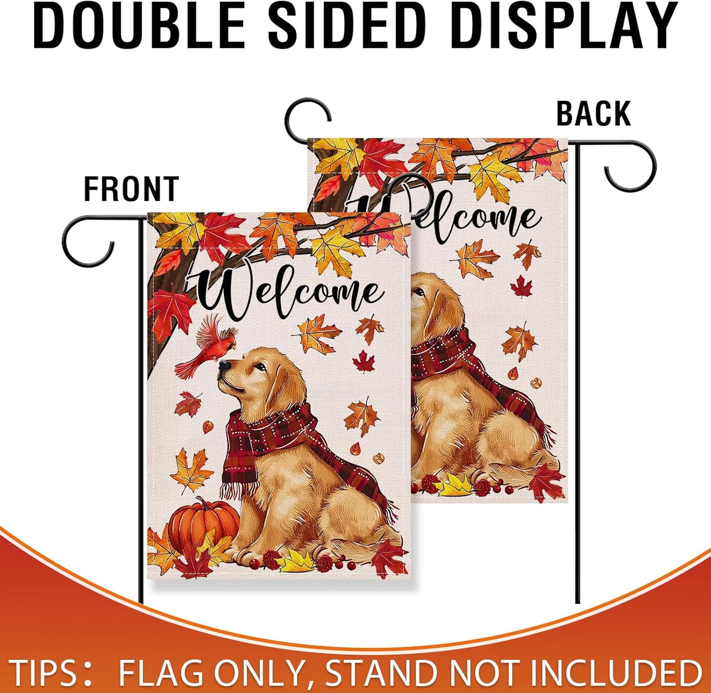 Welcome Fall Golden Retriever Dog Garden Flag 12 x 18(Dog)