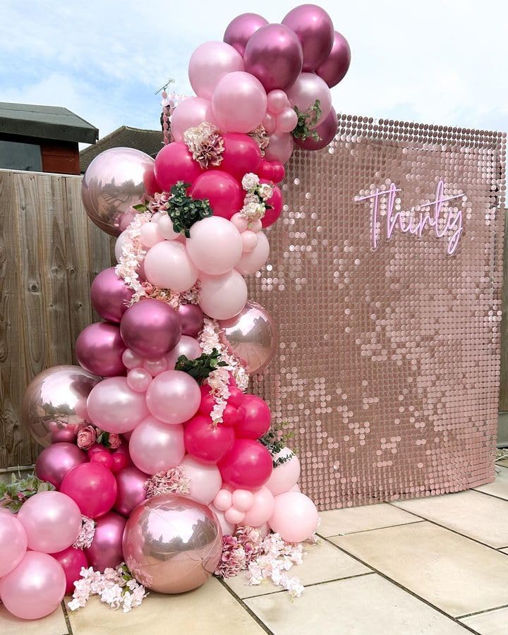 Pink Balloons Set,60pcs 12 inch Metallic Pearl Pink(Multiple Pink)