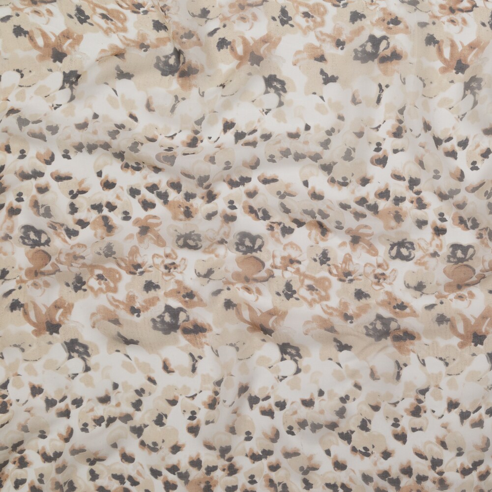 1 Yard Silk Chiffon Fabric Candied Ginger, Chateau Gray and Golden Brown Abstract Animal Deadstock 51 inch Width